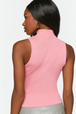 Sleeveless Mock Neck Sweater-Knit Top