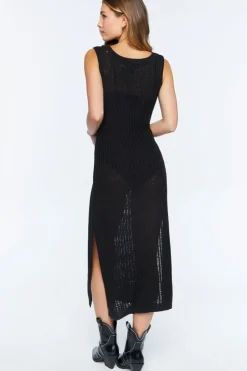 Sleeveless Open-Knit Midi Dress