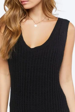 Sleeveless Open-Knit Midi Dress
