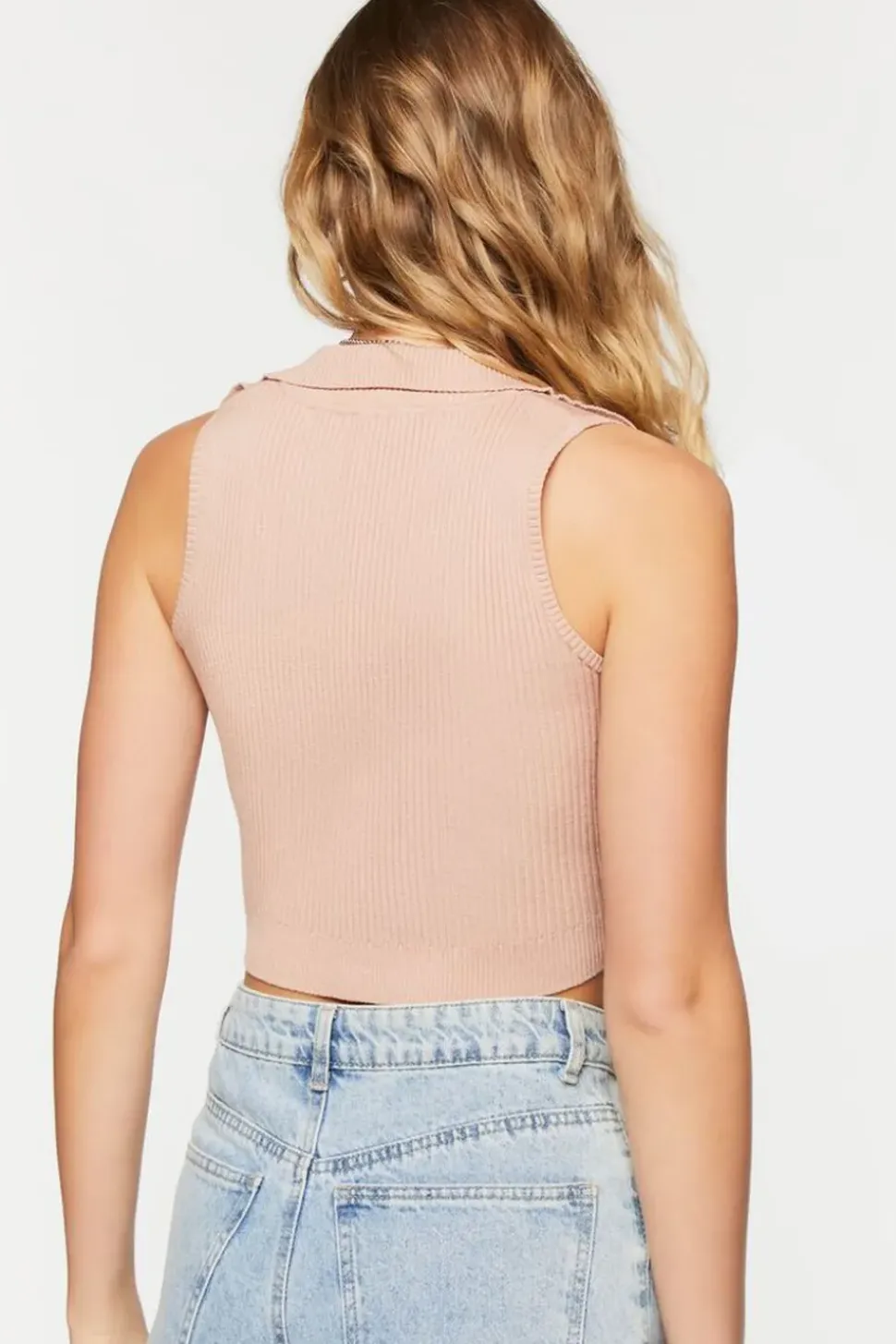 Sleeveless Sweater-Knit Crop Top