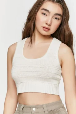 Sleeveless Sweater-Knit Crop Top