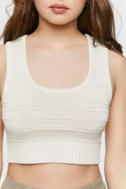 Sleeveless Sweater-Knit Crop Top