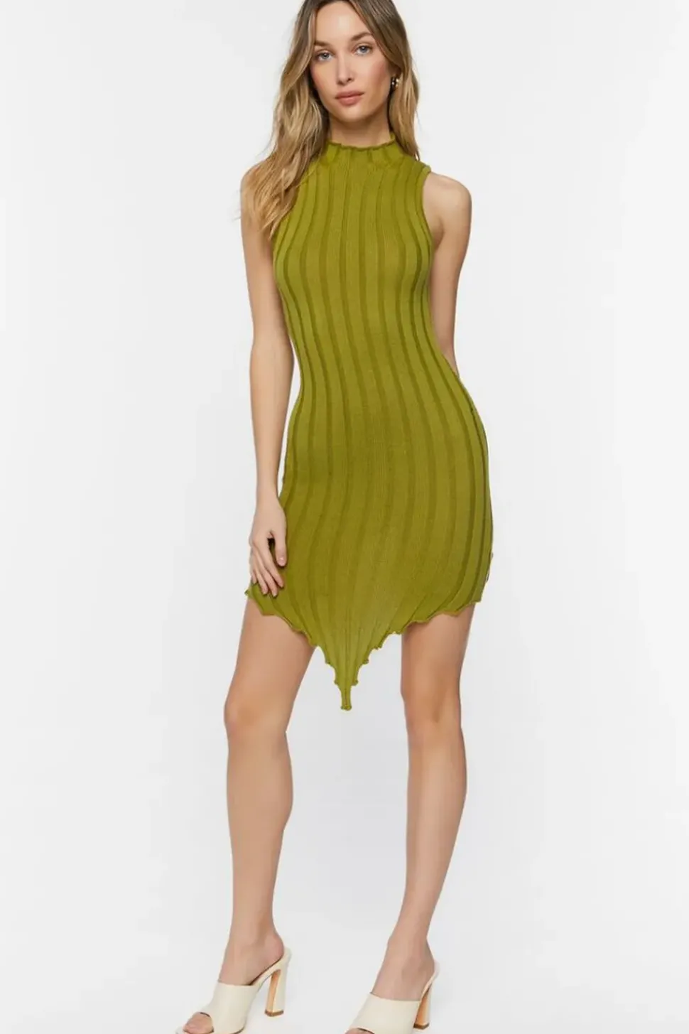 Sleeveless V-Hem Bodycon Mini Dress