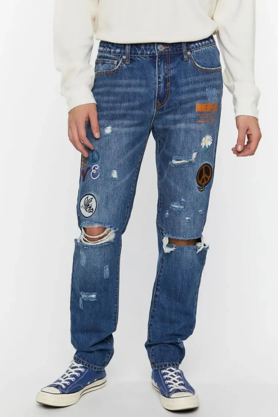 Slim-Fit Patch Jeans
