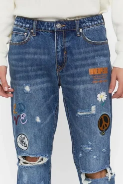 Slim-Fit Patch Jeans
