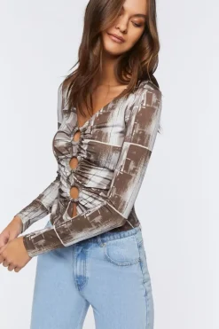 Slinky Abstract Print Top
