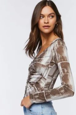 Slinky Abstract Print Top