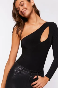 Slinky One-Shoulder Cutout Bodysuit