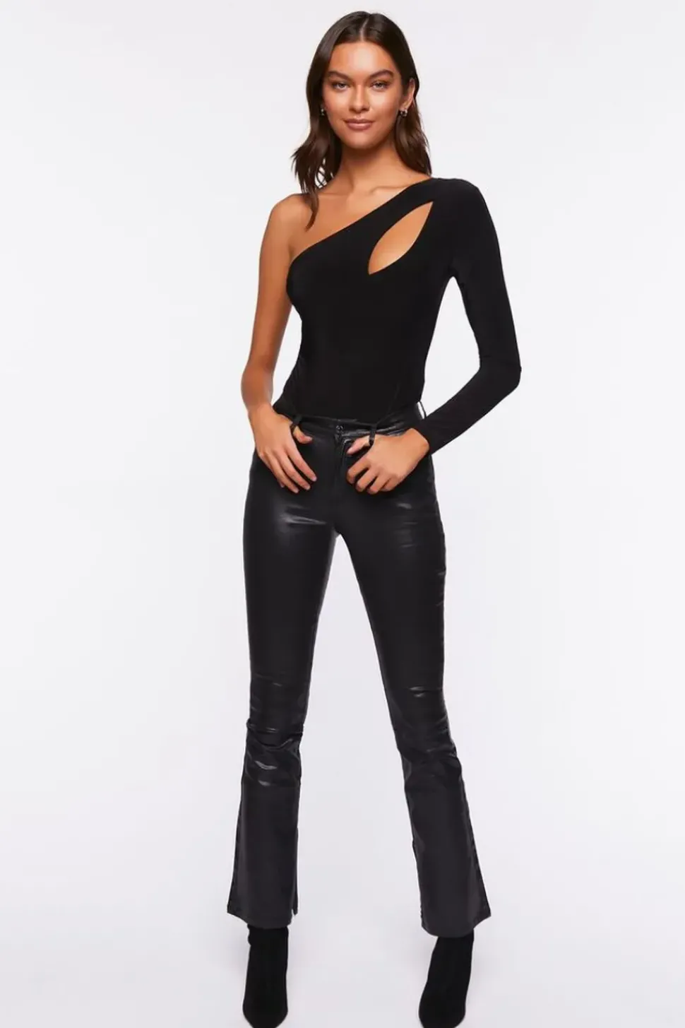 Slinky One-Shoulder Cutout Bodysuit