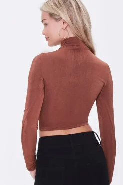 Slinky Ruched Drawstring Crop Top