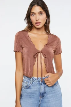 Slinky Self-Tie Crop Top