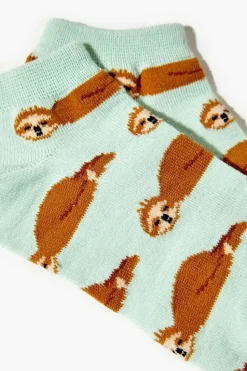 Sloth Print Ankle Socks