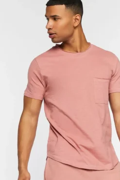 Slub Knit Crew Neck Pocket Tee