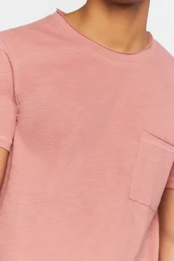 Slub Knit Crew Neck Pocket Tee