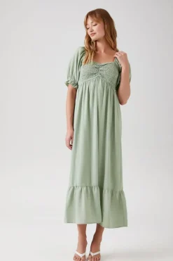 Smocked Babydoll Maxi Dress