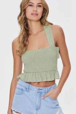 Smocked Crisscross Crop Top