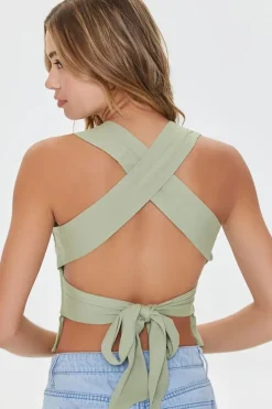 Smocked Crisscross Crop Top