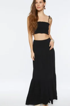 Smocked Cropped Cami & Tiered Skirt Set