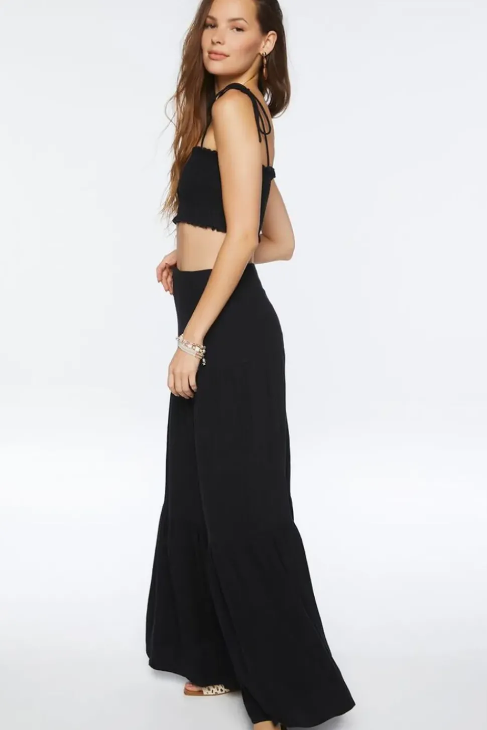 Smocked Cropped Cami & Tiered Skirt Set