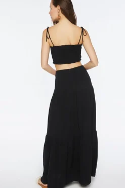 Smocked Cropped Cami & Tiered Skirt Set