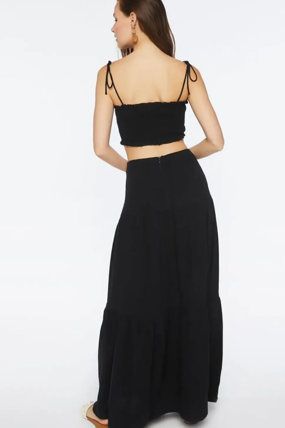 Smocked Cropped Cami & Tiered Skirt Set