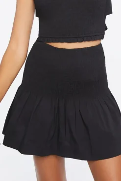 Smocked Crop Top & Drop-Waist Skirt