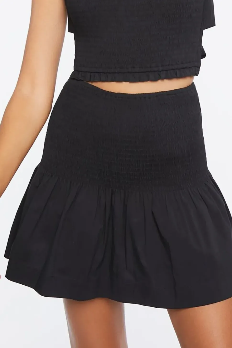 Smocked Crop Top & Drop-Waist Skirt