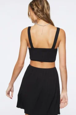 Smocked Cutout Mini Dress