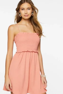 Smocked Cutout Mini Dress