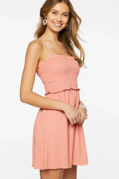 Smocked Cutout Mini Dress