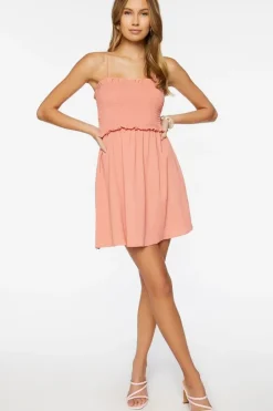 Smocked Cutout Mini Dress