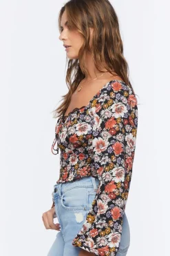 Smocked Floral Peasant Top