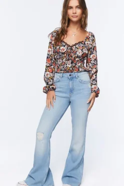 Smocked Floral Peasant Top