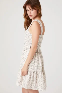 Smocked Floral Print Mini Dress