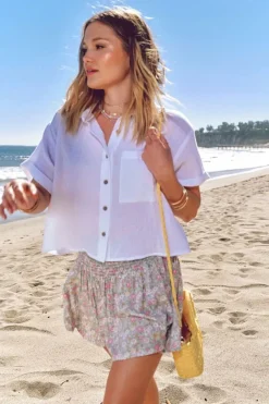 Smocked Floral Print Shorts