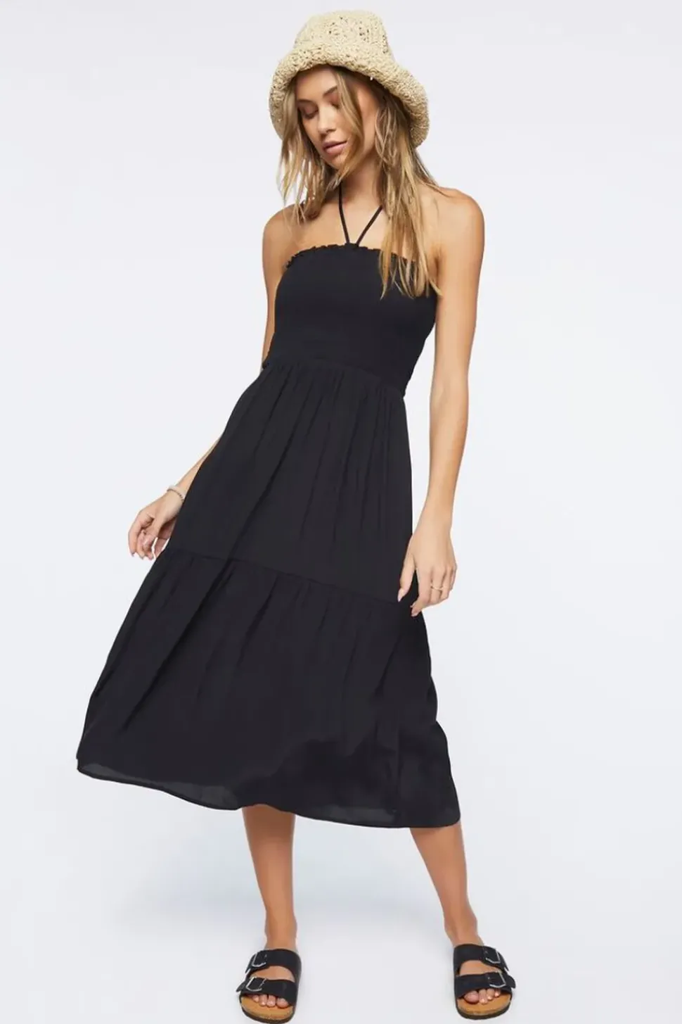 Smocked Halter Midi Dress