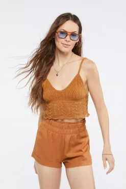 Smocked Linen-Blend Shorts