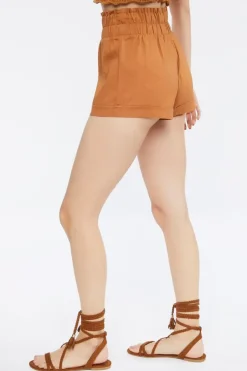 Smocked Linen-Blend Shorts