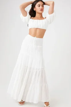 Smocked Maxi Peasant Skirt