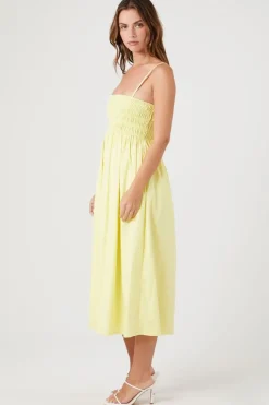 Smocked Poplin Midi Dress