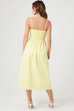 Smocked Poplin Midi Dress