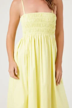 Smocked Poplin Midi Dress