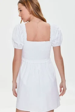 Smocked Puff Sleeve Mini Dress