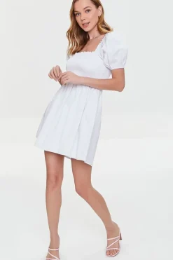 Smocked Puff Sleeve Mini Dress