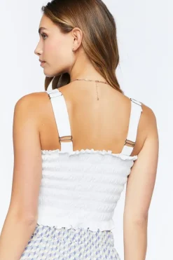 Smocked Ruffle-Trim Tank Top