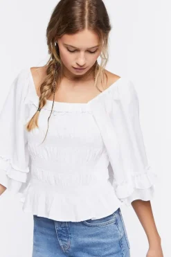 Smocked Ruffle-Trim Top