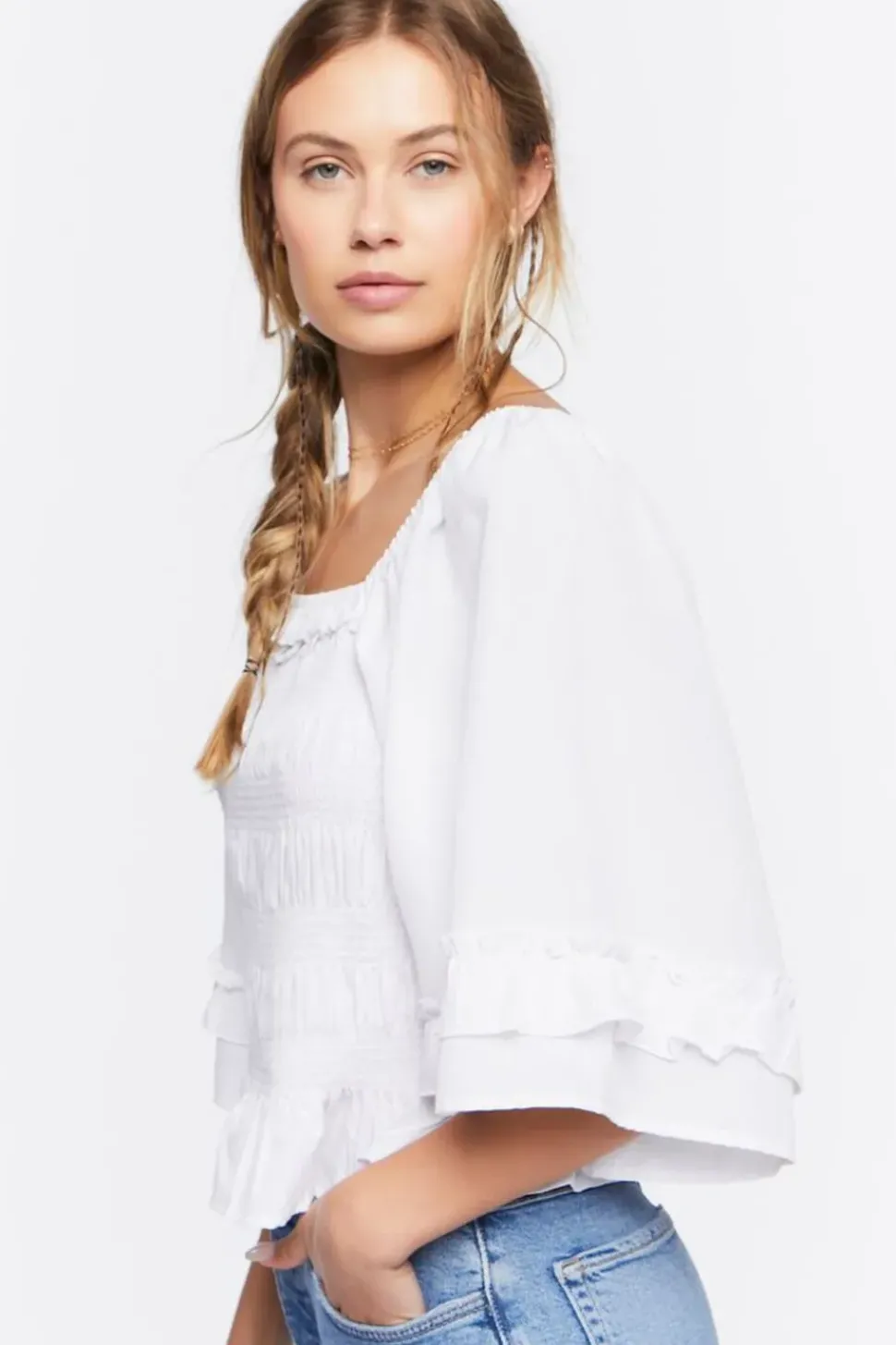 Smocked Ruffle-Trim Top