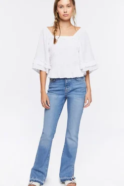 Smocked Ruffle-Trim Top