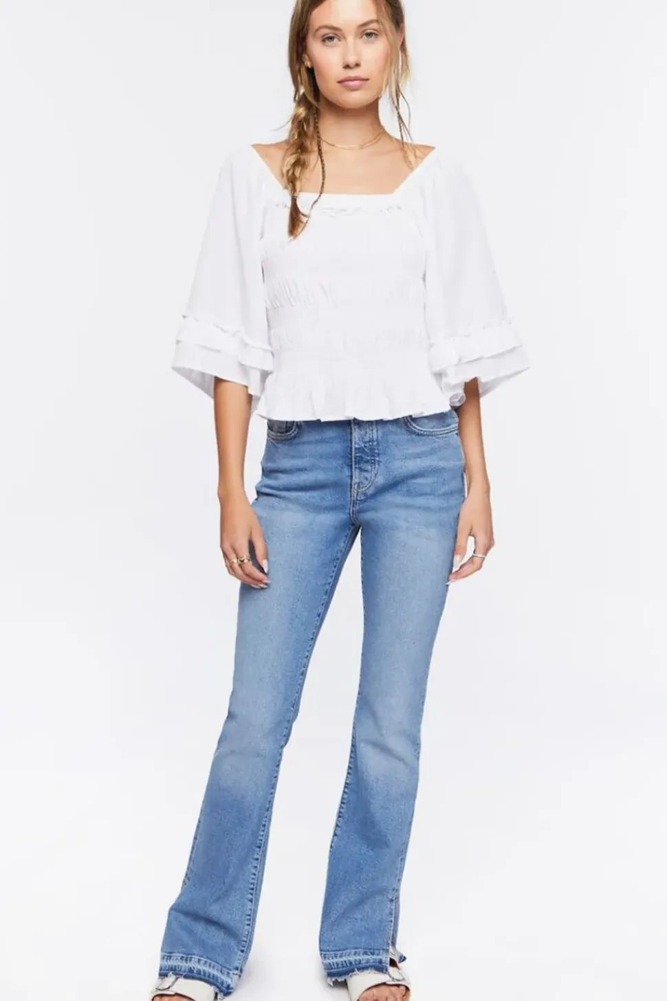 Smocked Ruffle-Trim Top