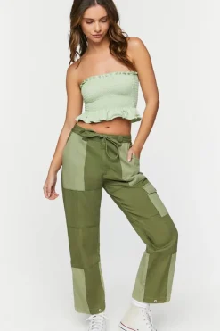 Smocked Ruffle-Trim Tube Top